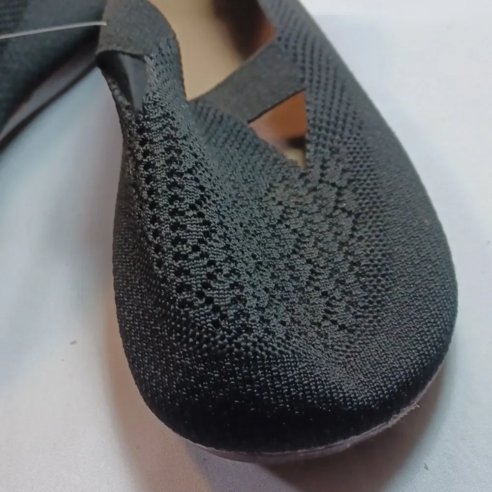 Women's European-Style Cotton Knit Mary Janes Loafers Black New 40 -10 m